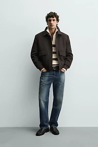 WOOL BLEND JACKET WITH COMBINATION COLLAR