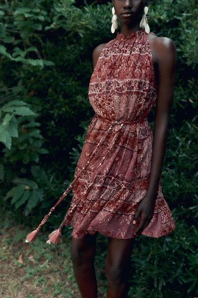 PATCHWORK PRINT MINI DRESS WITH BELT