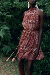 PATCHWORK PRINT MINI DRESS WITH BELT