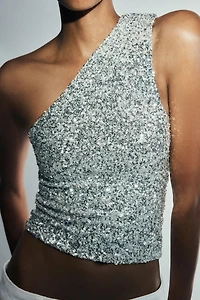 ASYMMETRIC SEQUIN TOP