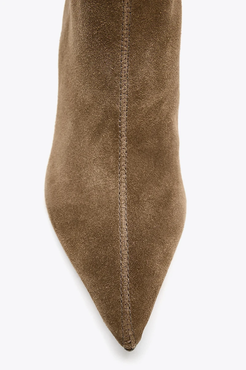 SPLIT LEATHER STILETTO HEEL BOOTS