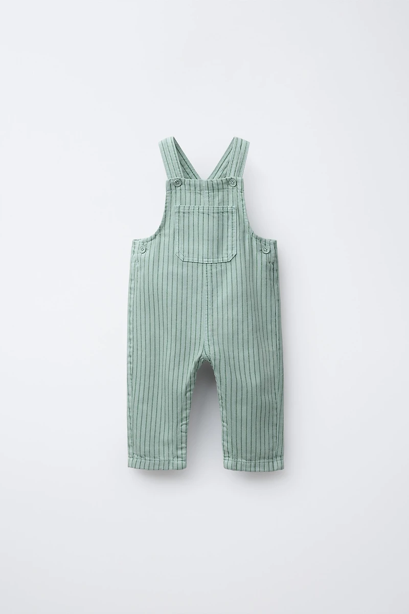 STRIPED TWILL OVERALLS