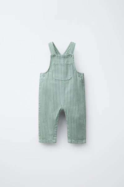 STRIPED TWILL OVERALLS