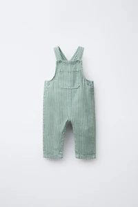 STRIPED TWILL OVERALLS