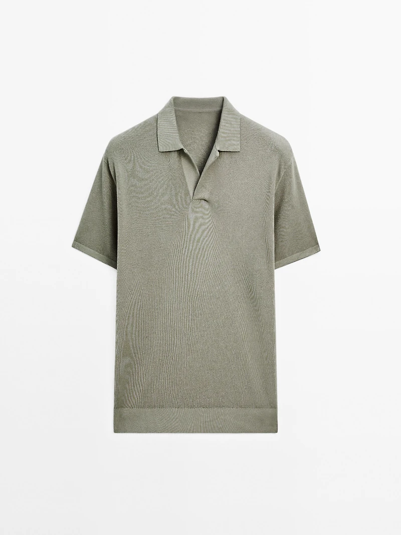 Knit V-neck polo shirt