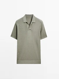 Knit V-neck polo shirt