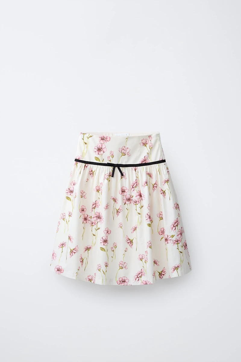 FLORAL PRINT MIDI SKIRT