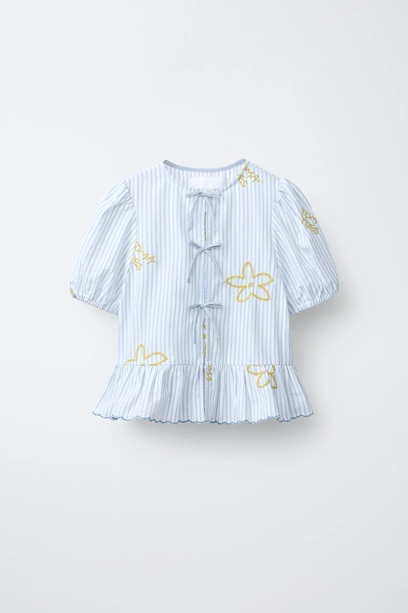 STRIPED BLOUSE WITH EMBROIDERY