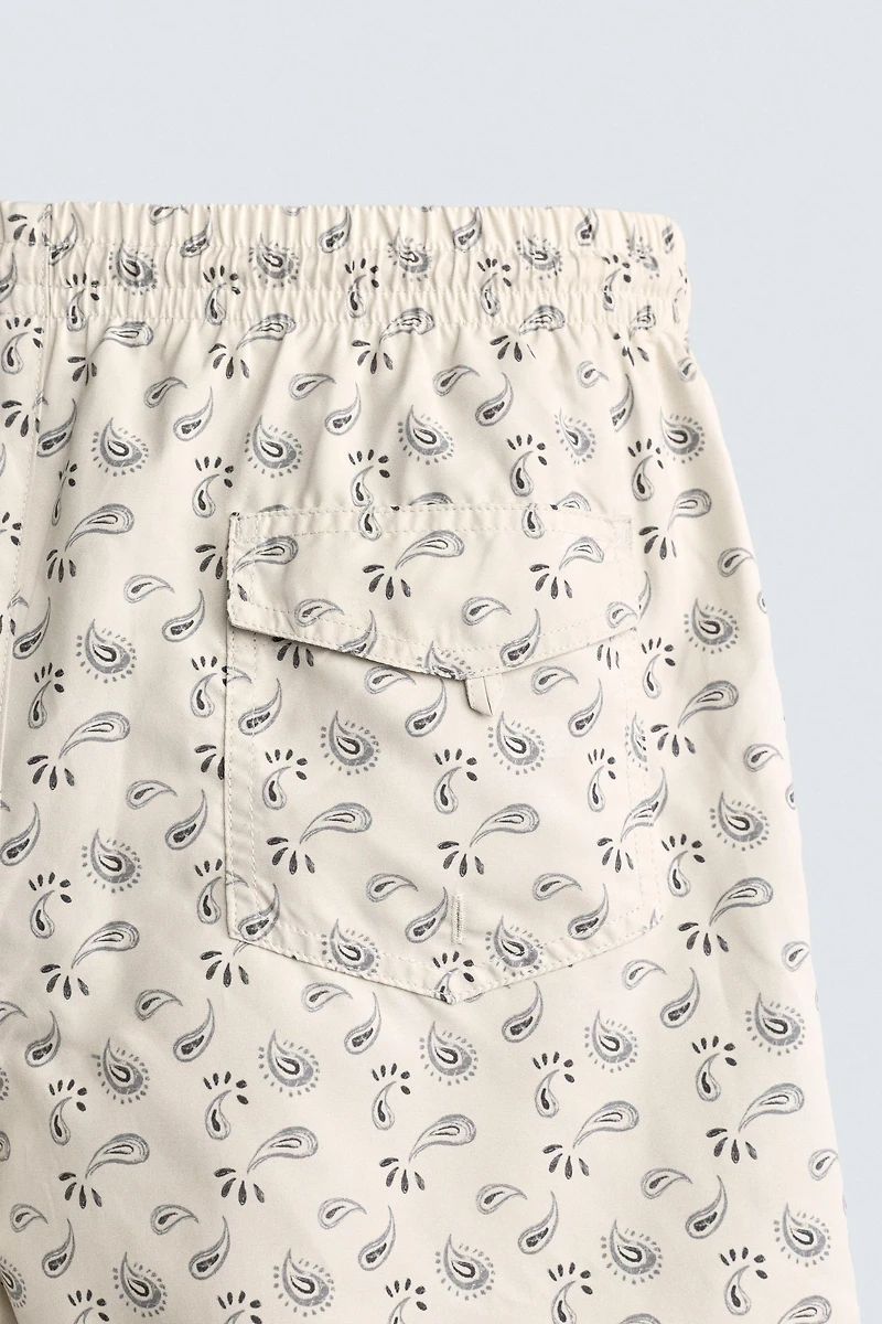 PAISLEY PRINT MID-LENGTH SWIM SHORTS
