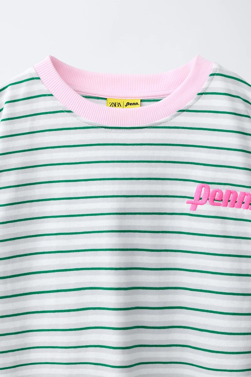 EMBROIDERED STRIPED T-SHIRT WITH PENN