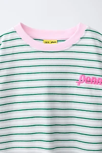 EMBROIDERED STRIPED T-SHIRT WITH PENN