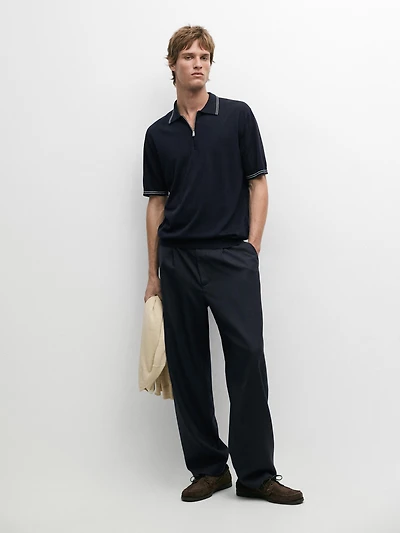 Pull polo en maille à détail de col