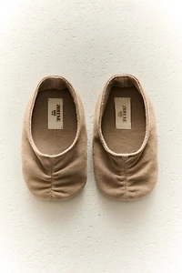 GATHERED LEATHER BALLERINA BOOTIES