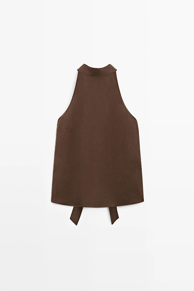 100% linen flowing halter top