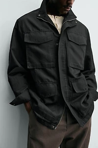WASHED UTILITY POCKET OVERSHIRT