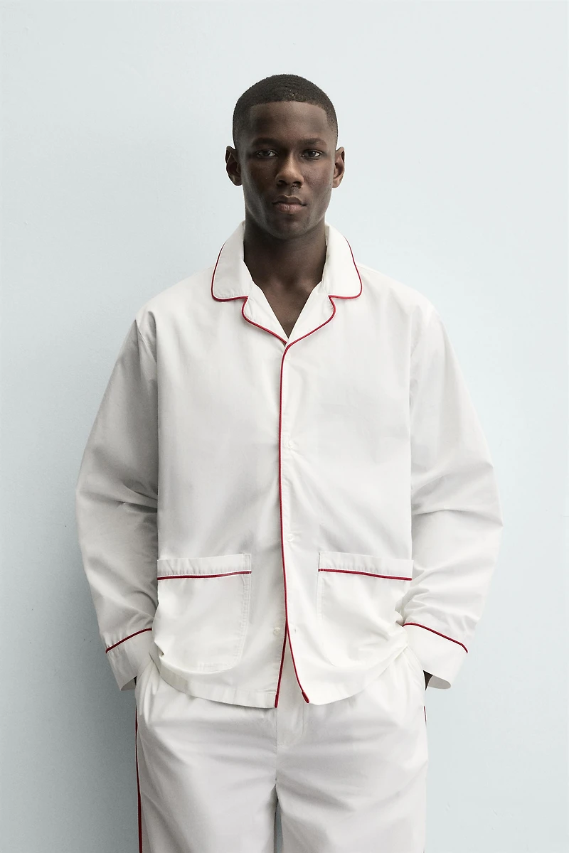 CONTRAST PIPING PAJAMA SET