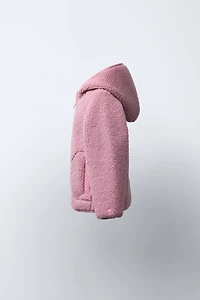 VESTE EFFET MOUTON À CAPUCHE