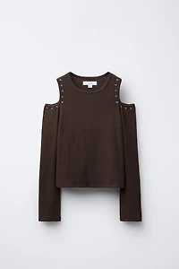 T-SHIRT CÔTELÉ CUT OUT CLOUS