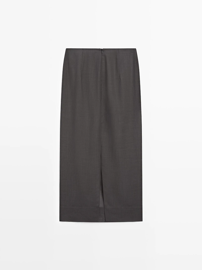 Straight midi skirt with sheer detail - STUDIO