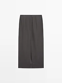 Straight midi skirt with sheer detail - STUDIO