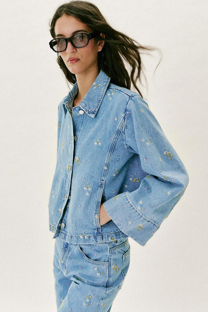 Z1975 EMBROIDERED FLORAL DENIM JACKET SET