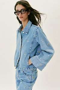 Z1975 EMBROIDERED FLORAL DENIM JACKET SET