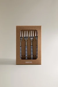 SET OF DESSERT FORKS WITH STRIPED HANDLES (SET OF 4)