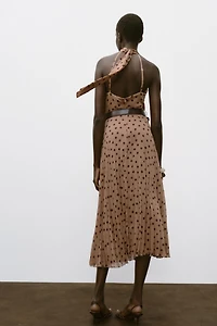 ROBE MIDI À POIS ET CEINTURE