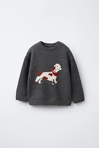 PULL EN MAILLE JACQUARD CHIEN SAUCISSE