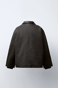 WAXED JACKET WITH FAUX FUR COLLAR