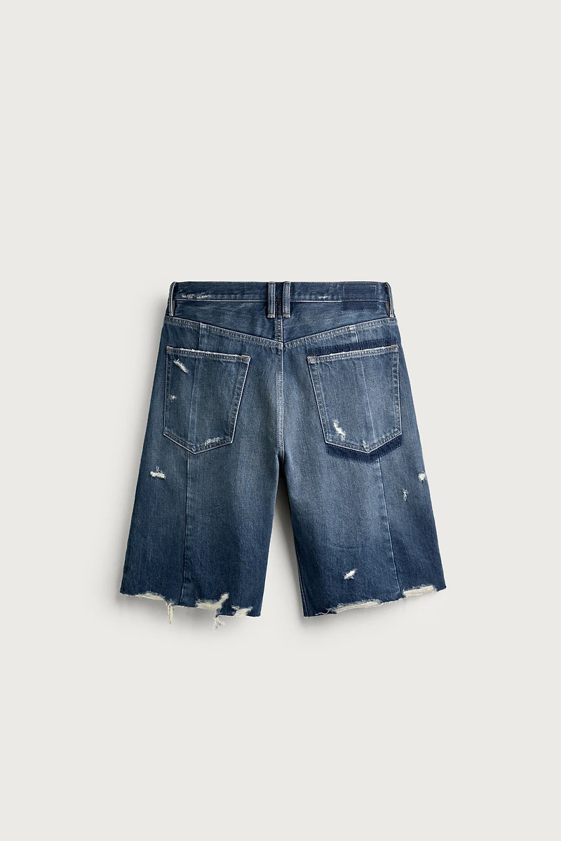 BAGGY FIT SEAMED DENIM SHORTS