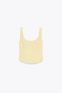 MIXED INTERLOCK POPLIN TOP