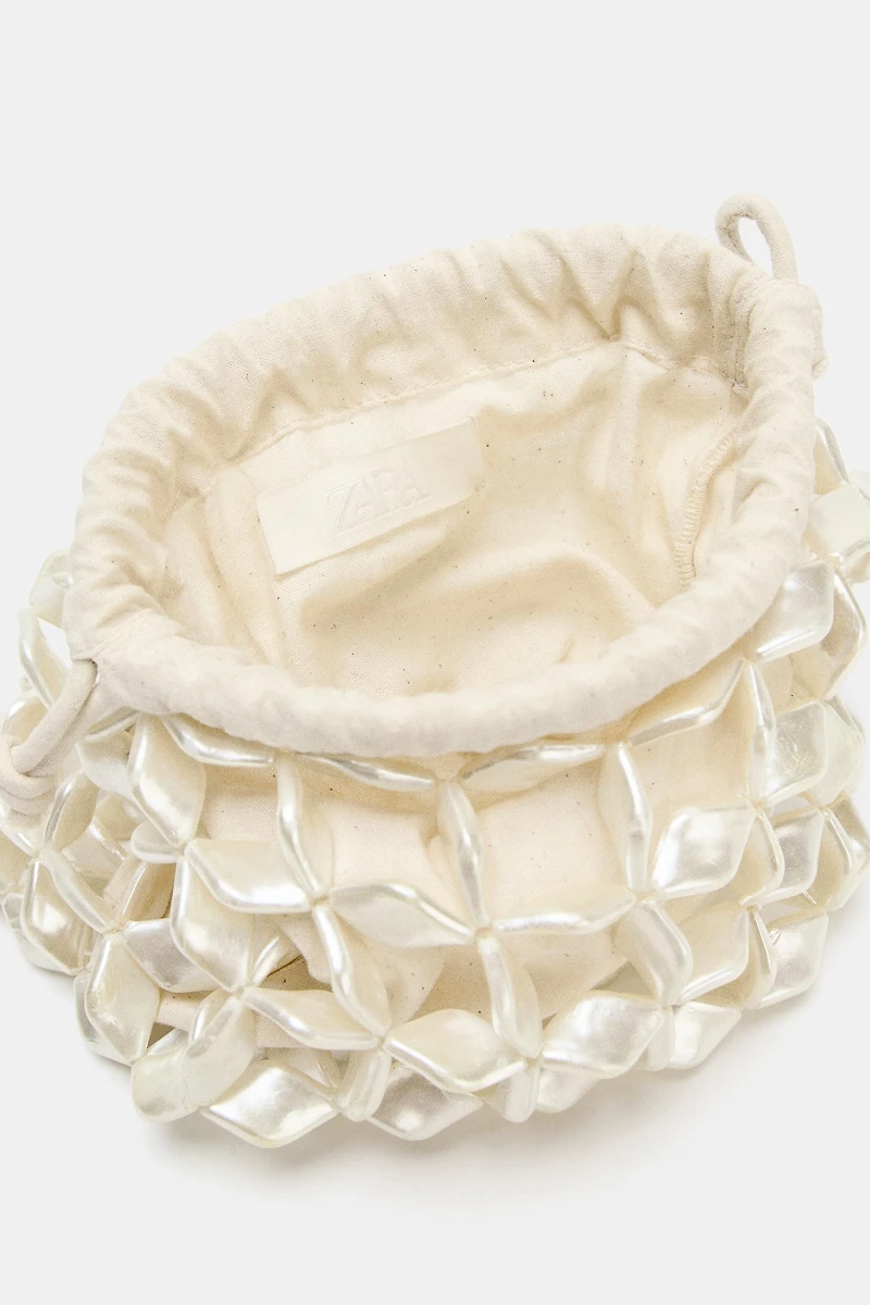FAUX MOTHER OF PEARL BUCKET BAG