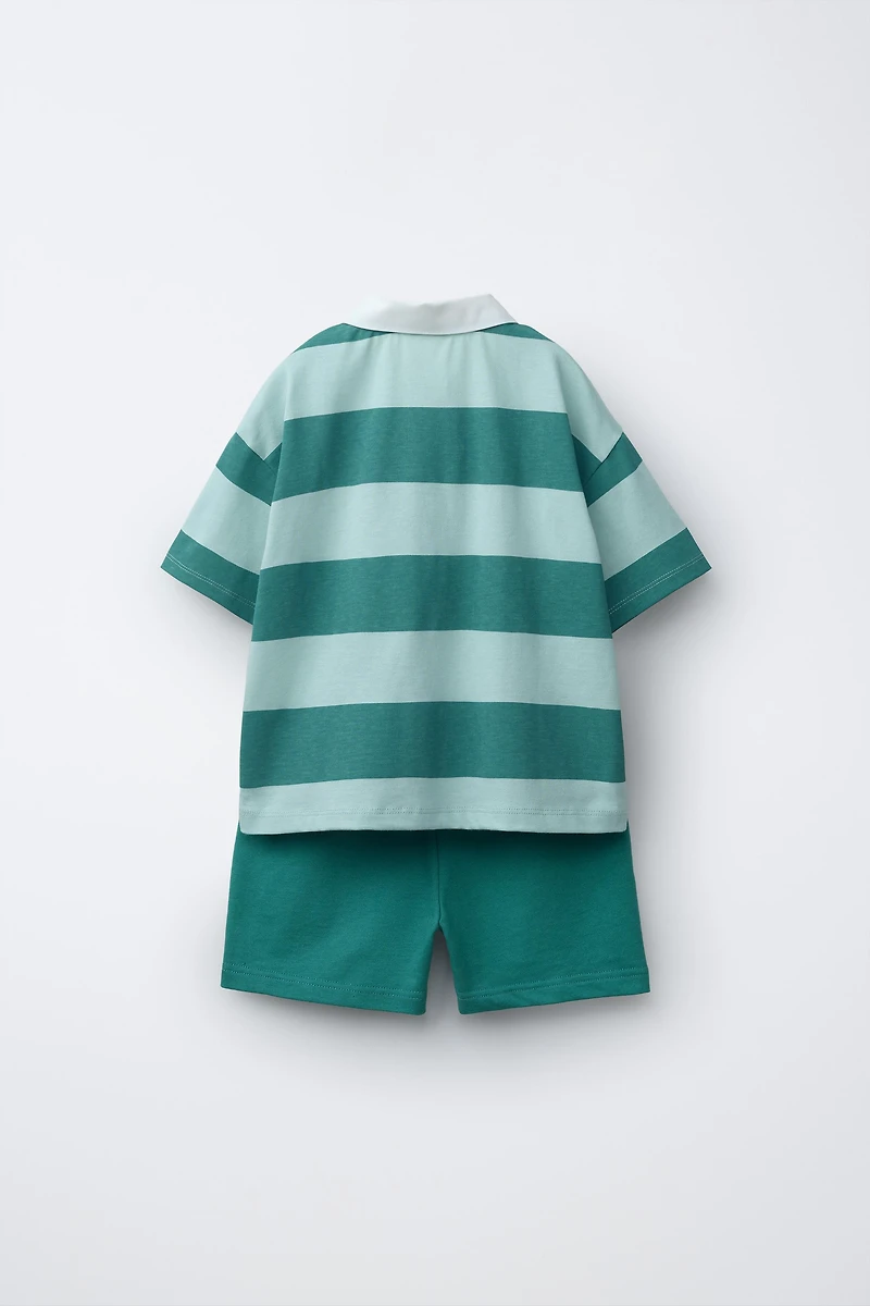 STRIPED POLO AND BERMUDA SET