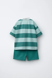 STRIPED POLO AND BERMUDA SET