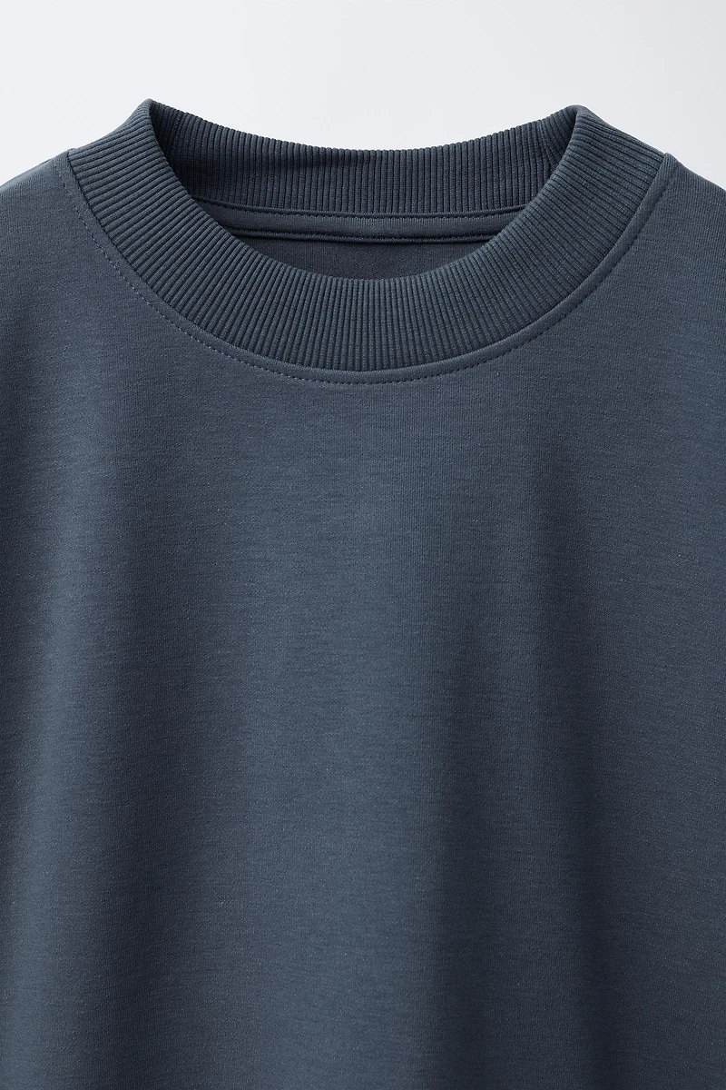 ENSEMBLE SWEAT ET PANTALON EN MOLLETON À JAMBES LARGES UNIE