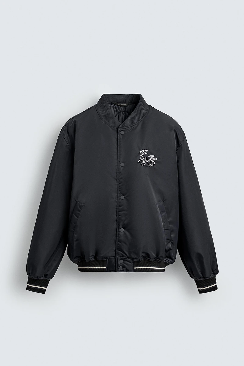 BLOUSON BOMBER BRODERIES CONTRASTÉES