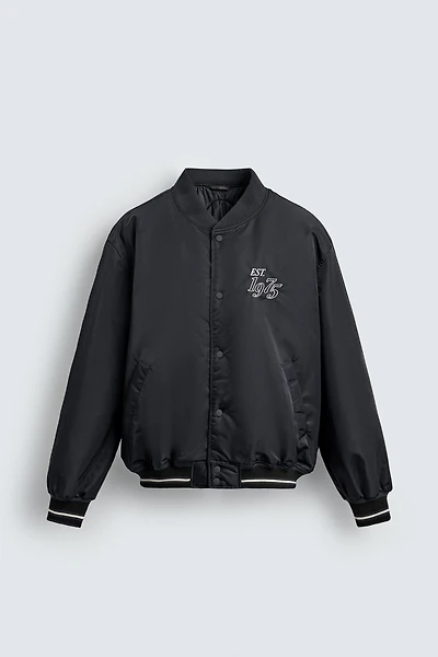 BLOUSON BOMBER BRODERIES CONTRASTÉES