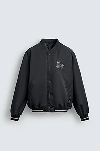 BLOUSON BOMBER BRODERIES CONTRASTÉES
