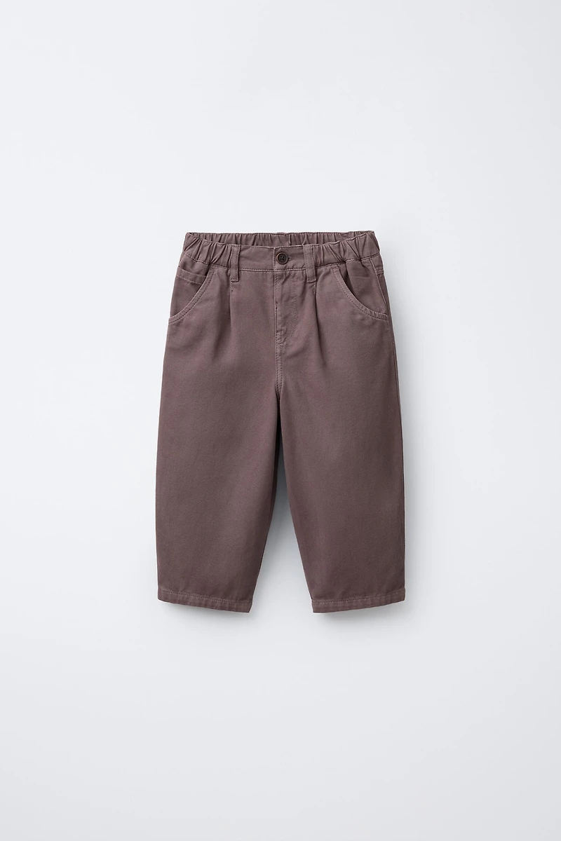 SOFT TOUCH BAGGY PANTS WITH TOPSTITCHING