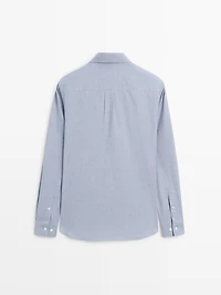 Regular-fit melange cotton shirt