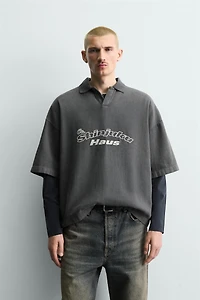 EMBROIDERED TEXT POLO SHIRT