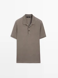 Cotton blend short sleeve polo shirt