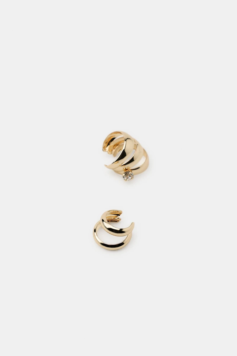 PACK OF TRIPLE HOOP EAR CUFF EARRINGS