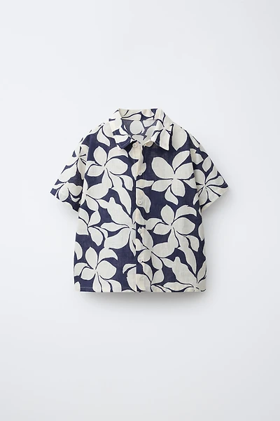 CHEMISE IMPRIMÉE FLEURS AVEC COTON ET LIN