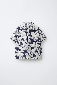 CHEMISE IMPRIMÉE FLEURS AVEC COTON ET LIN