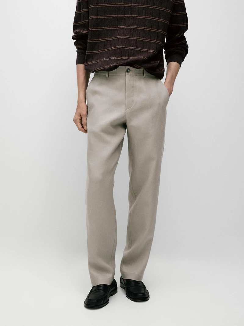100% linen tapered fit trousers