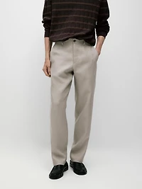 100% linen tapered fit trousers