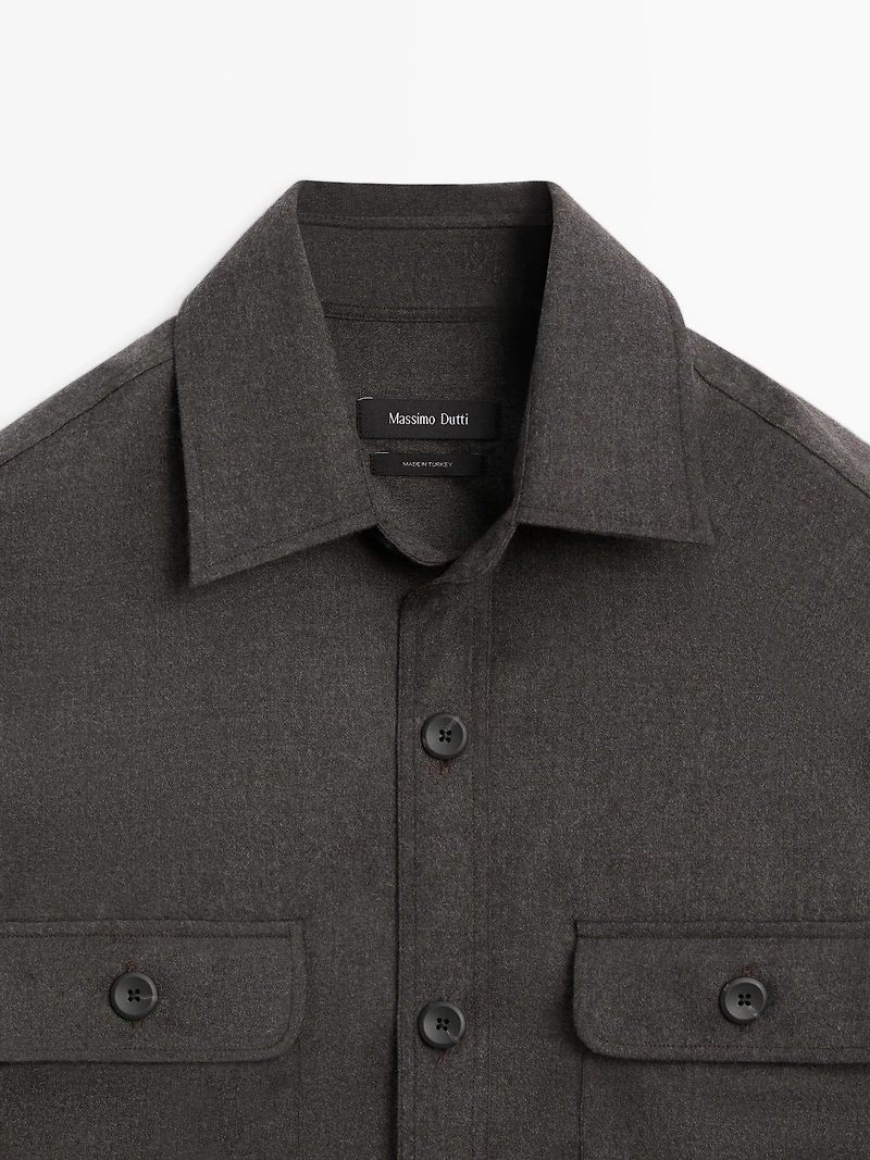 Regular fit double wool overshirt