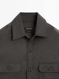 Regular fit double wool overshirt